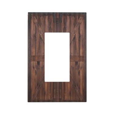 Imagem de Wpshijia Capas de tomada rústica, marrom, porta de celeiro, placa de parede retrô, placa de parede de 1 gangue, capa de interruptor de luz decorativa country GFCI placa elétrica para decoração de casa