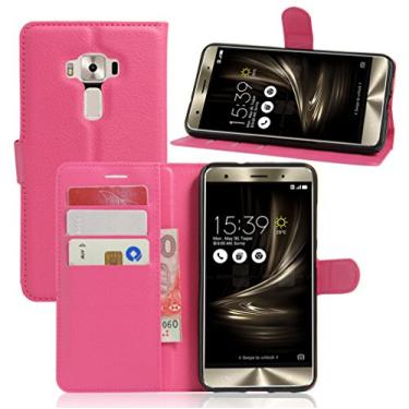 Imagem de Capa ASUS Zenfone 3 Deluxe/ZS570KL, capa flip de couro PU premium com compartimento para cartão, suporte e fecho magnético [capa interior à prova de choque de TPU] Compatível com ASUS Zenfone 3 Deluxe