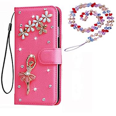 Imagem de Capa para Samsung Galaxy M22, capa protetora de couro brilhante e alça de pescoço [suporte] [compartimentos para cartões] [fecho magnético] para Samsung Galaxy F22 (# 43)