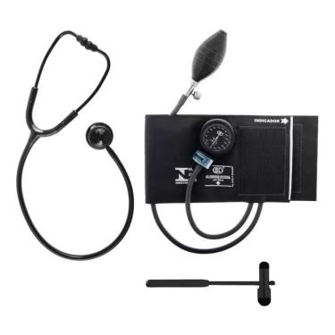 Imagem de Kit Esfigmomanômetro + Estetoscopio Duplo Bic + Martelo Buck