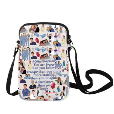 Imagem de LEVLO Bolsa tiracolo Grey's Derek & Meredith Fans Gift You Are Braver Stronger Smarter Than You Think Grey's Shoulder Bag, Bolsa cinza C