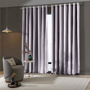 Imagem de Cortina Blackout Quarto Pratika Cromo 3,00 x 2,30 Voil Com Forro Corta Luz PVC Bella Janela
