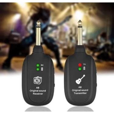 Imagem de Transmissor e receptor sem fio Recarregável USB VIolão Guita - A8