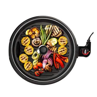 Imagem de Elite Gourmet Grill Elétrico Interno Sem Fumaça com Tampa de Vidro, Antiaderente Sem PFOA, Aquecimento Rápido, Design Fácil de Limpar