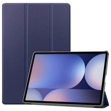 Imagem de Compatível com Samsung Galaxy Tab S10 Plus Case 12,4" 2024 SM-X820 Case Tri-Fold Smart Tablet Case, Capa protetora leve Hard PC Back Shell Slim Case Multi-View Angles, Auto Wake Sleep(Blue)