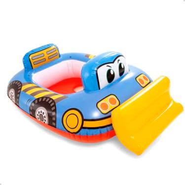 Imagem de Boia Inflável Carrinho Para Bebe Escavadeira e Trator Praia Piscina (VERMELHO-AZUL/TRATOR)