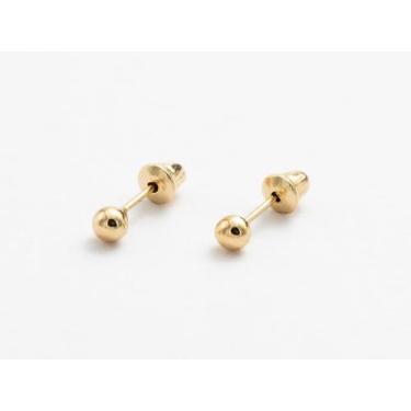 Imagem de Brinco de Ouro 18K Bolinha de 2,5mm Infantil, bebê, recém nascido ou 2