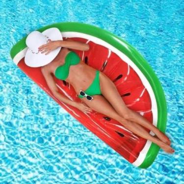 Imagem de Boia Colchão Inflável Melancia 171 x 88 cm Praia Piscina Dutetoys