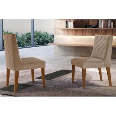 Imagem de Cadeira Sala de Jantar Nevada Kit 2 Un MDF Imbuia/Veludo Capuccino - R