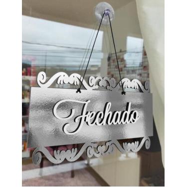 Imagem de Placa Decorativa Enfeite Aberto / Fechado ESPELHADO Mdf JÁ COM VENTOSA