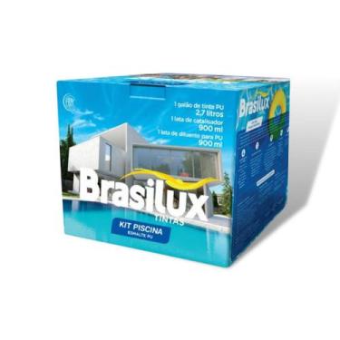 Imagem de Tinta Para Piscina Branco Pu Kit Esmalte Pu Pinta Fibra Brasilux 4,5 L