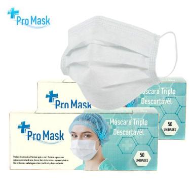 Imagem de Kit 100 Máscara Descartável Ótima Qualidade Com Clipe Nasal - Pro Mask