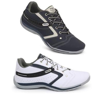 Imagem de Kit Combo 2 Pares-Tênis Sapatenis Masculino Philos West, Marinho, Bran