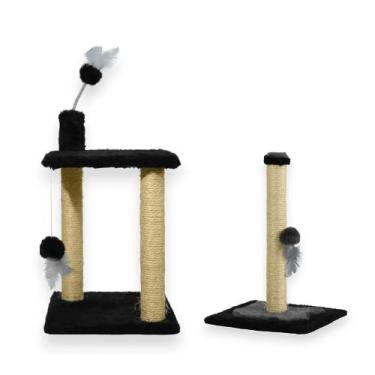 Imagem de Arranhador Para Gatos 2 Plataformas Brinquedos Poste P Torre Sisal Car