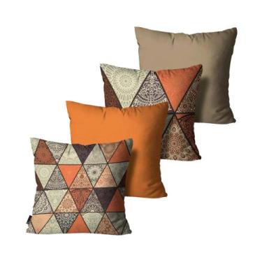 Imagem de Kit com 4 Capas de Almofadas Mandala Marron Mdecore 45x45