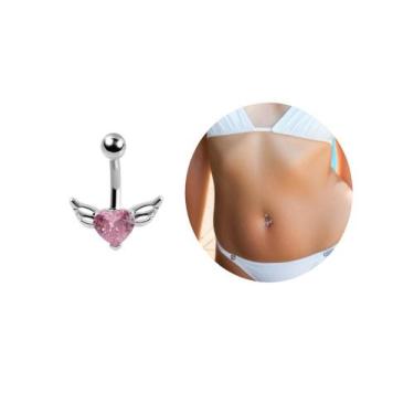 Imagem de Piercing Umbigo Coração Alado Zirconia Aço Cirúrgico - 3i