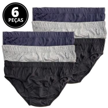 Imagem de Kit 6 Cuecas Slip Adulto Algodão Selene 11910, EG, Preto, Marinho, Mes