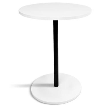 Imagem de Mesa de Canto Lateral Alta Redonda para Sala Albany - Preta Branca - G