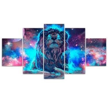 Imagem de Quadro Decorativo em Mosaico MDF Leão Azul 115x60cm - EMPIRE GAMER