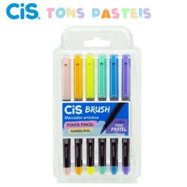 Imagem de Marcador Aquarelavel Cis Brush c/ 6 Tons Pastel