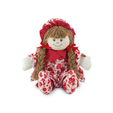Imagem de Boneca de Pano Júlia Fofinha Presente Criança 60cm Vermelha - Toybrink
