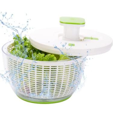 Imagem de Brieftons QuickPush Spinner de Salada: Grande 6,3 litros Lavador de Vegetais Secador Coador de Lavadora de Vegetais, Alça e Freio Fáceis com Uma Mão Úmica, Ciclos de Giro Rápido, Armazenamento Compacto, para Lavar, Limpar e Secar Vegetais, Frutas