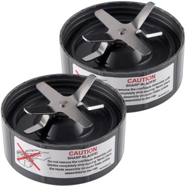 Imagem de Equust Pacote com 2 lâminas de reposição para liquidificador compatível com peças de reposição NutriBullet 900w/600w