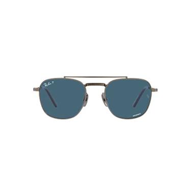Imagem de Ray-Ban Óculos de sol aviador Rb8258 Frank Ii Titanium, Metal/azul polarizado, 51 mm