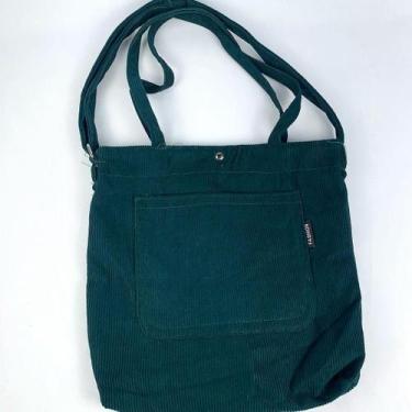 Imagem de Bolsa Sacola Feminina Veludo Cotelê Casual Escolar Faculdade Bolsa Tot