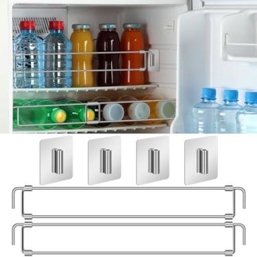 Imagem de Yaocom 2 peças de barras de geladeira RV 31,6 cm-57,5 cm ajustáveis de aço inoxidável RV varões de tensão de geladeira RV acessórios de geladeira extensíveis estabilizadores de alimentos e bebidas