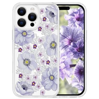 Imagem de Tcaraersing Capa magnética para iPhone 16 Pro Max Flower [compatível com MagSafe] estampa floral transparente à prova de choque [parte traseira de policarbonato rígido macio TPU Edge] Capa fina para