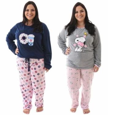 Imagem de Kit 2 Pijamas De Frio Plus Size Manga Longa E Calça Oferta - Prikéta P