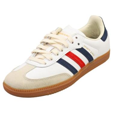 Imagem de adidas Originals Tênis de futebol masculino Samba, Branco nuvem/índigo noturno/vermelho universitário, 38