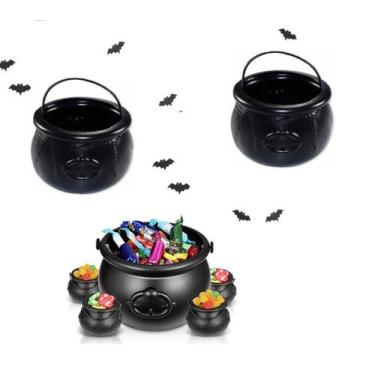 Imagem de Balde Grande Caldeirão Preto De Halloween P/ Doces- Kit 10un - Lynx