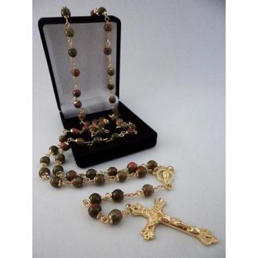 Imagem de Terço unakita 6mm - folh. ouro - armazem