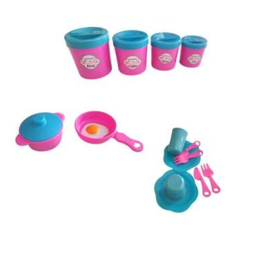 Imagem de Kit Brinquedo Cozinha Infantil Panela E Frigideira Com Ovo Prato Talhe