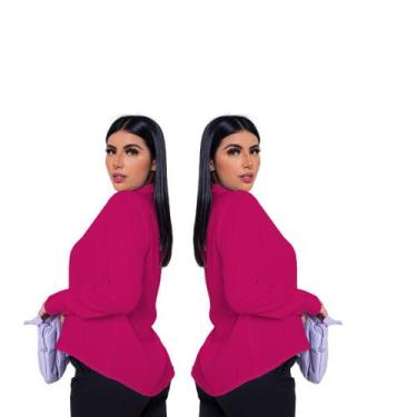 Imagem de Kit 2 Un. Camisas Social Feminina Manga Longa Com Fechamento Em Botões