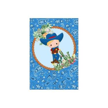 Imagem de Painel De Festa Vertical 1,50 x 2,20 - Boiadeiro Loiro Cute Azul 049 -