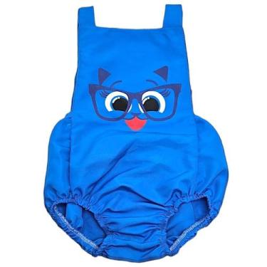 Imagem de body romper mesversário Sophie gatinha bolofofos azul desenho roupinha