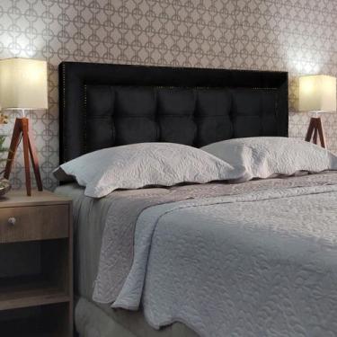 Imagem de Cabeceira Casal 140 Cama Box Diamond Lexus Preto Suede Com Pés RBL