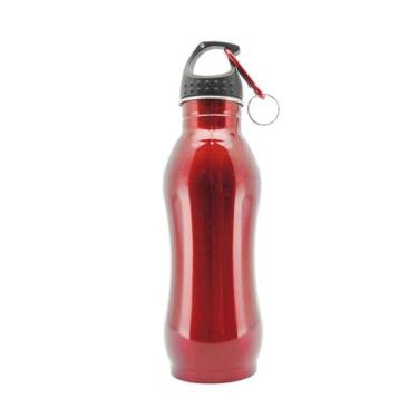 Imagem de garrafa água inox vermelha 600ml academia trilha c mosquetão - Tuut