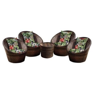 Imagem de Conjunto de Poltronas Fibra Sintética Bola - 4 Poltronas + 1 Mesa Cent