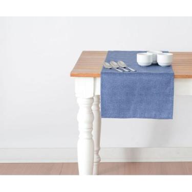 Imagem de Caminho de mesa impermeável 1,60x0,40m Sophie liso azul - Dagher