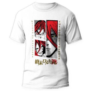 Imagem de Camiseta Camisa Record Of Ragnarok Anime 8 - Kamisetas Otaku, Branco, 