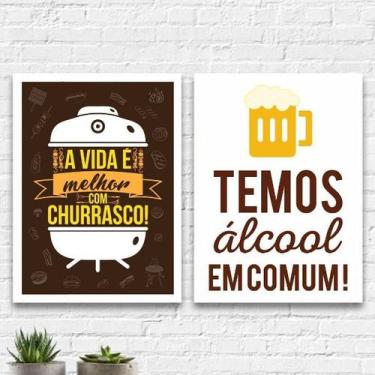 Imagem de Kit 2 Quadros Para Cantinho Do Churrasco 45x34cm - com vidro - Quadros