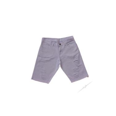 Imagem de Bermuda Short Jeans Premium Masculino Rasgada - WM, Branco, 38