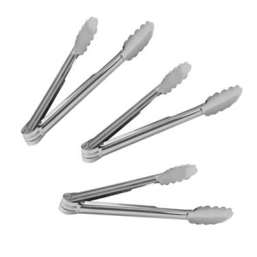 Imagem de Kit 3un Pegador inox p/ Salada Pinça Churrasco Carne Massas - Unyhome