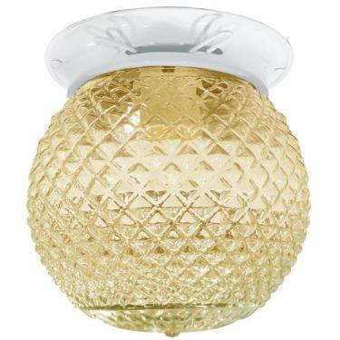 Imagem de Plafon Colonial Aluminio Branco Globo Bico de Jaca Ambar - CM GLASS - 