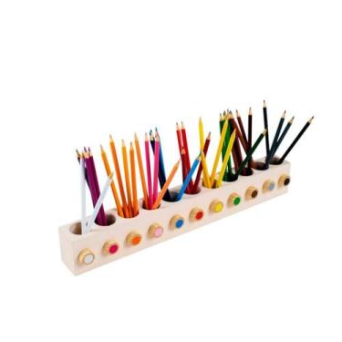 Imagem de Porta Lápis De Madeira Montessori, Porta-lápis Para Colorir - Curumim 