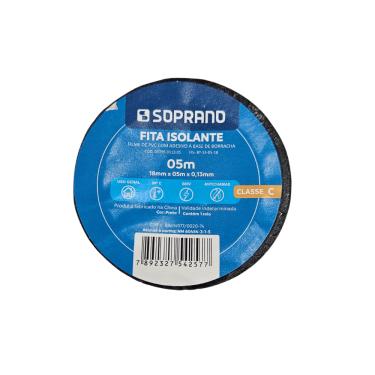 Imagem de Fita Isolante 5 Metros Preta FIS-BT-13-05-18 Cod. 05195.0113.05 - Soprano